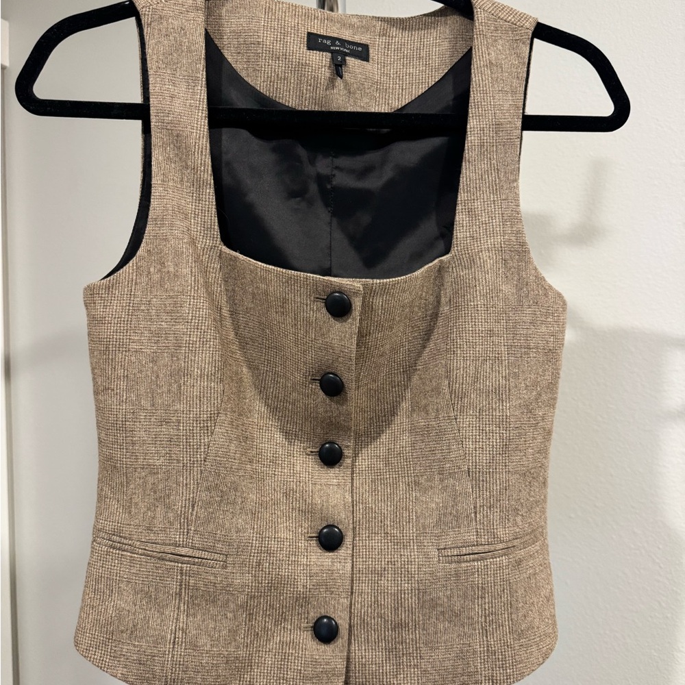 rag & bone Tan Tweed Button-Front Vest